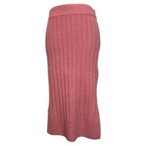 Halogen (EUC) Ribbed Pinkish Coral Midi Pencil Sweater Skirt Size Medium